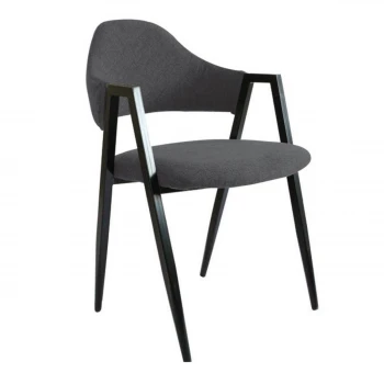 DELTA Armchair, Black Steel/Grey fabric