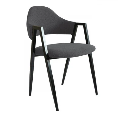 DELTA Armchair, Black Steel/Grey fabric