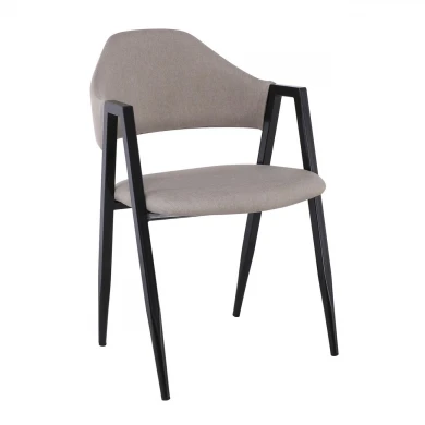 DELTA Armchair, Black Steel/Beige fabric