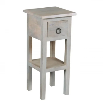 Έπιπλο stand Maison classic χαμηλό με μασίφ ξύλινο σκελετό σε χρώμα antique λευκό Υ. 55εκ