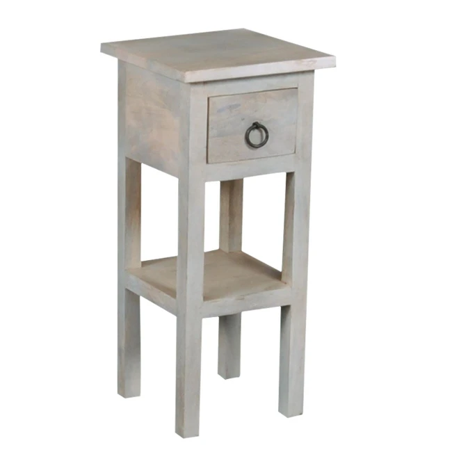 Έπιπλο stand Maison classic χαμηλό με μασίφ ξύλινο σκελετό σε χρώμα antique λευκό Υ. 55εκ