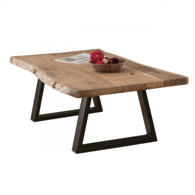 Lizard coffee table with metallic black legs - acacia surface in natural 115x65x40cm.