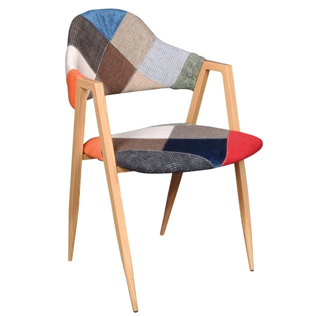 DELTA Natural Metal Armchair, Patchwork fabric