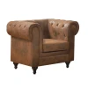 Πολυθρόνα CHESTERFIELD με ύφασμα Polyester σε χρώμα καφέ camel 110x82x77εκ.