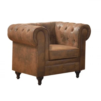 Πολυθρόνα CHESTERFIELD με ύφασμα Polyester σε χρώμα καφέ camel 110x82x77εκ.