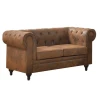 Καναπές CHESTERFIELD διθέσιος με ύφασμα σε χρώμα camel 150x82x77εκ.