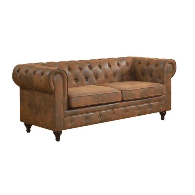 Καναπές CHESTERFIELD τριθέσιος με ύφασμα σε χρώμα camel 190x82x77εκ.