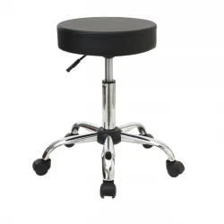 GLORY Stool Pu Black/Chromed Base (Dia35x51/67cm)