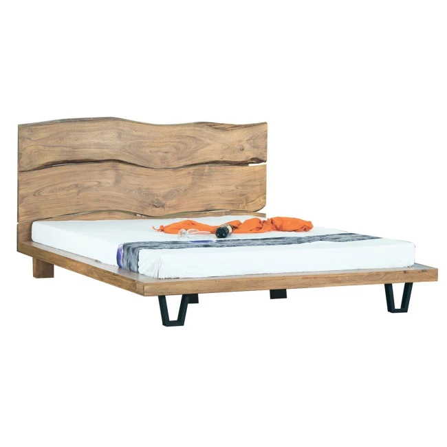 ROYAL Bed 160x200cm Acacia Natural Finish (Black Paint)