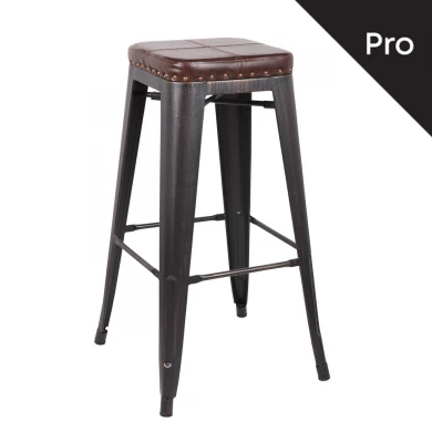 RELIX Bar Stool Steel Antique Black/PU Dark Brown