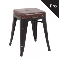 RELIX Low Stool Steel Antique Black/Pu Seat Dark Brown RELIX Low Stool Steel Antique Black/Pu Seat Dark Brown