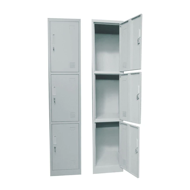 Ντουλάπα Locker 3 θέσεων με μεταλλικό σκελετό σε χρώμα γκρι 38x45x185εκ
