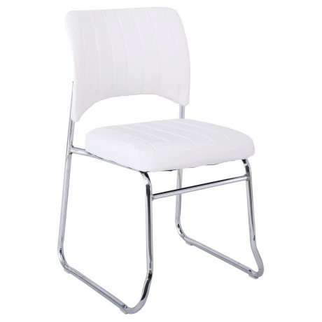Visitor office chair Venus with inox skeleton and lining of artificial leather Pu in white color 52x52x83cm