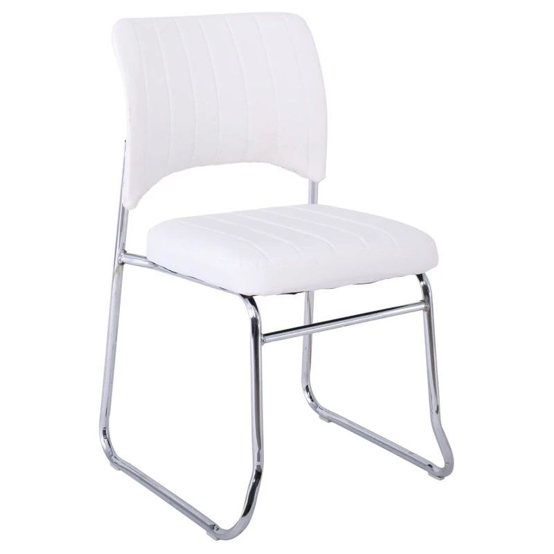 Visitor office chair Venus with inox skeleton and lining of artificial leather Pu in dark brown color 45x47x80cm