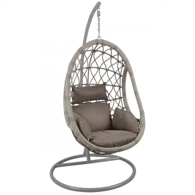 MACAN Hanging Lounge Steel & Wicker Grey/Cushion Cappuccino