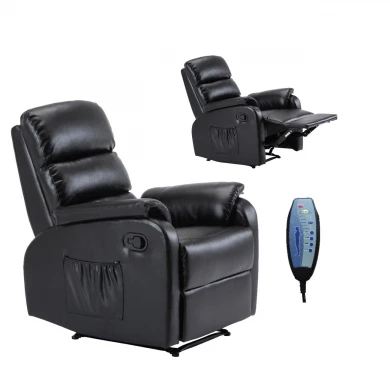 Πολυθρόνα MASSAGE COMFORT RELAX με υποπόδιο από τεχνόδερμα Pu σε χρώμα μαύρο 79x97x101εκ.