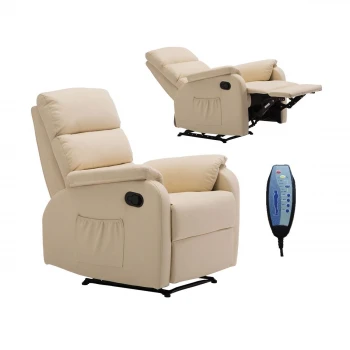 Πολυθρόνα MASSAGE COMFORT RELAX με υποπόδιο και τεχνόδερμα Pu σε χρώμα μπεζ 79x97x101εκ.