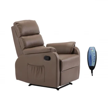 Πολυθρόνα MASSAGE COMFORT RELAX με υποπόδιο από τεχνόδερμα Pu σε χρώμα cappuccino 79x97x101εκ.