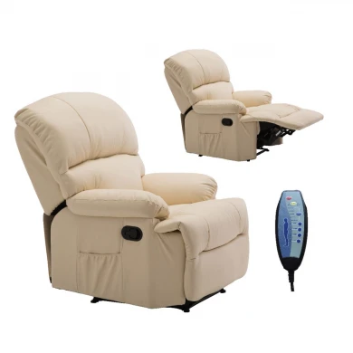 Πολυθρόνα MASSAGE COMFORT RELAX με υποπόδιο και τεχνόδερμα Pu σε χρώμα μπεζ 88x93x102εκ.