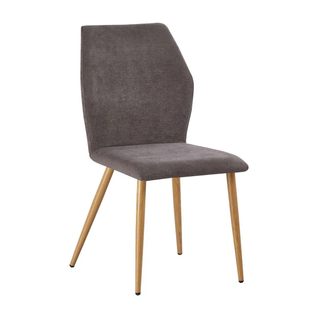 LETO Chair Natural Wood Color Metal/Grey Brown Fabric