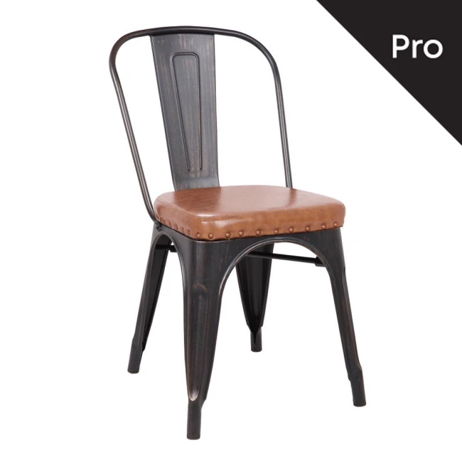 RELIX Chair Steel Antique Black/Pu Seat Camel