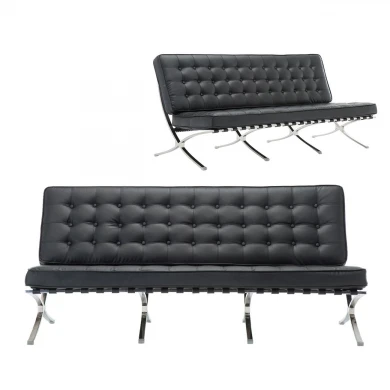 BARCELONA Type 3-Seater Sofa Black Pu