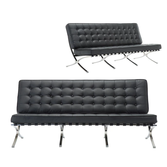 BARCELONA Type 3-Seater Sofa Black Pu