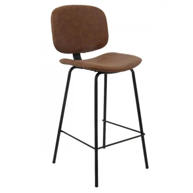 BARLEY Bar Stool Black Metal/Pu Vintage Brown