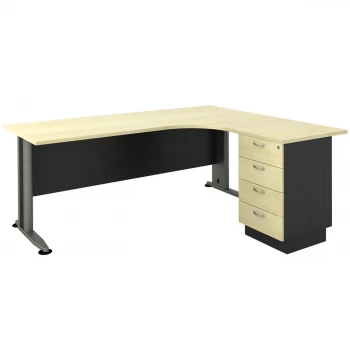 Superior Compact melamine right corner officein dark grey - beech color 180x70x75cm.