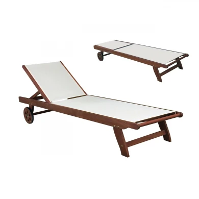 CRICKET Lounger Acacia/Textilene White