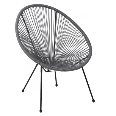 ACAPULCO Armchair Black Steel, Grey Plastic Rattan