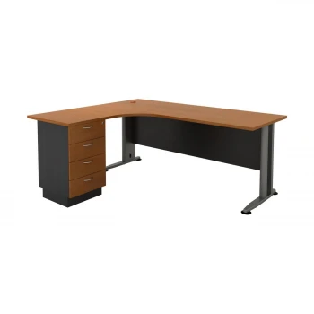 Superior Compact melamine left corner officein dark grey - cherry color 180x70x75cm.
