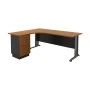 Superior Compact melamine left corner officein dark grey - cherry color 180x70x75cm.