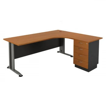 Superior Compact melamine right corner officein dark grey - cherry color 180x70x75cm.