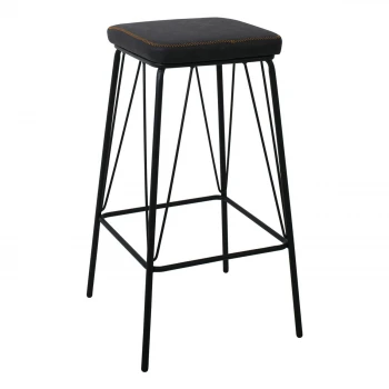 PANTON Bar Stool Black Metal/Pu Vintage Black