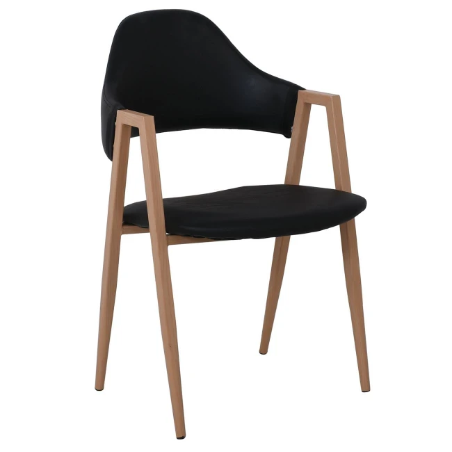 DELTA Natural Metal Armchair, Black Pu