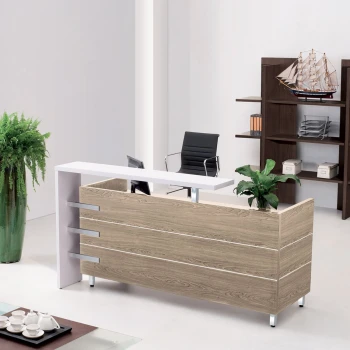 Έπιπλο Reception Project από σκελετό μελαμίνης σε χρώμα sonoma / λευκό 180x75x110εκ