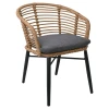 SALSA Alu STACK Armchair Black/Wicker Natural, Cushion Grey