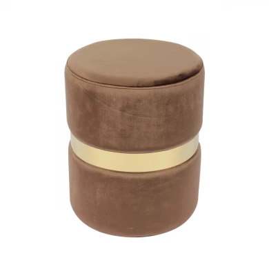 TOMMY Stool Gold/Fabric Brown Velure