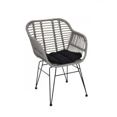 SALSA-W Armchair Steel Black/Wicker Grey, Cushion Black