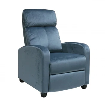 Πολυθρόνα relax Porter με επένδυση από ύφασμα velure σε χρώμα γκρι - μπλε 68x86x99εκ