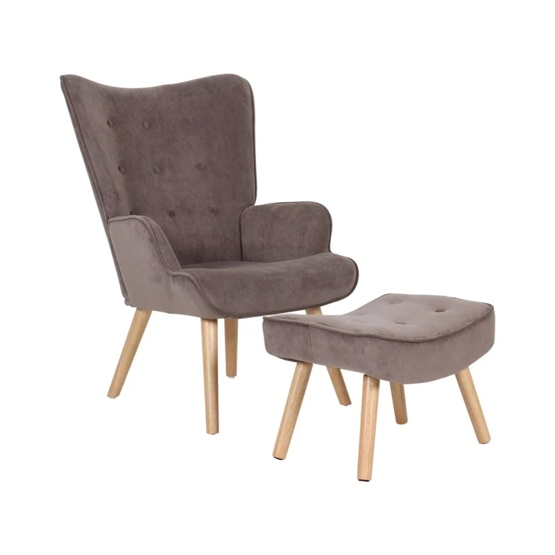 ALMA Set Armchair & Stool, Brown Velure (K/D)