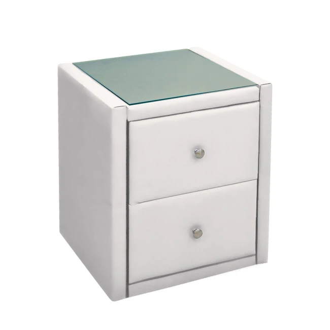 WILTON Bedside (with glass) 46x41x57cm Pu White