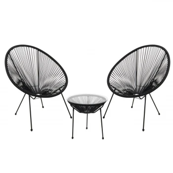 Καθιστικό κήπου ACAPULCO SET από rattan σε χρώμα μαύρο 73x76x89εκ. 