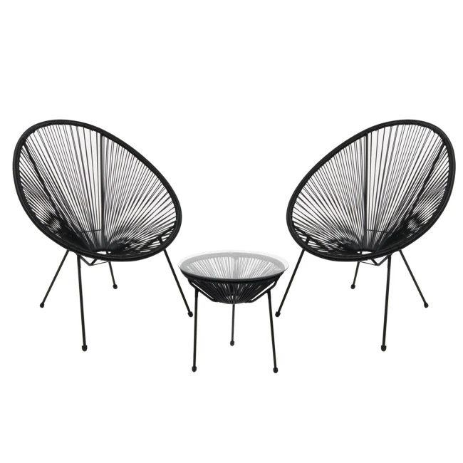 Καθιστικό κήπου ACAPULCO SET από rattan σε χρώμα μαύρο 73x76x89εκ. 