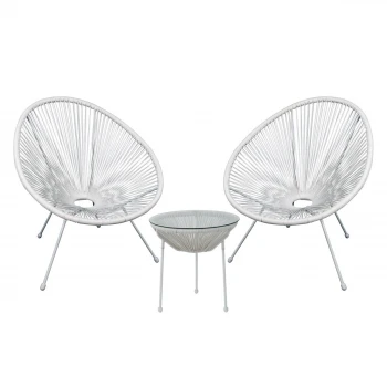 Καθιστικό κήπου ACAPULCO SET από rattan σε χρώμα λευκό 73x76x89εκ. 