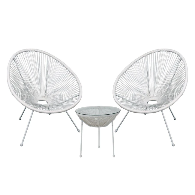 Καθιστικό κήπου ACAPULCO SET από rattan σε χρώμα λευκό 73x76x89εκ. 