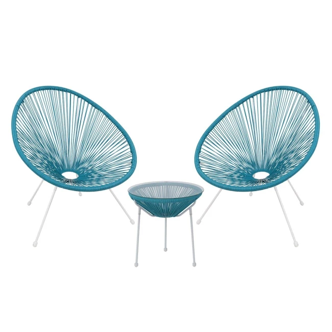 Καθιστικό κήπου ACAPULCO SET από rattan σε χρώμα μπλε 73x76x89εκ. 