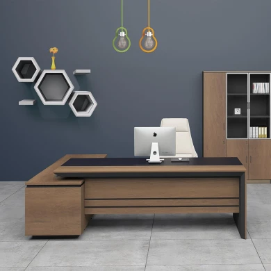 Γραφείο PROLINE δεξιά γωνία χρώμα καρυδί / μαύρο 180x80/160x50εκ.