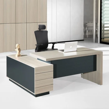 Γραφείο αναστρέψιμο PROGRESS χρώμα Elm / Grey 180x80/160x40εκ.